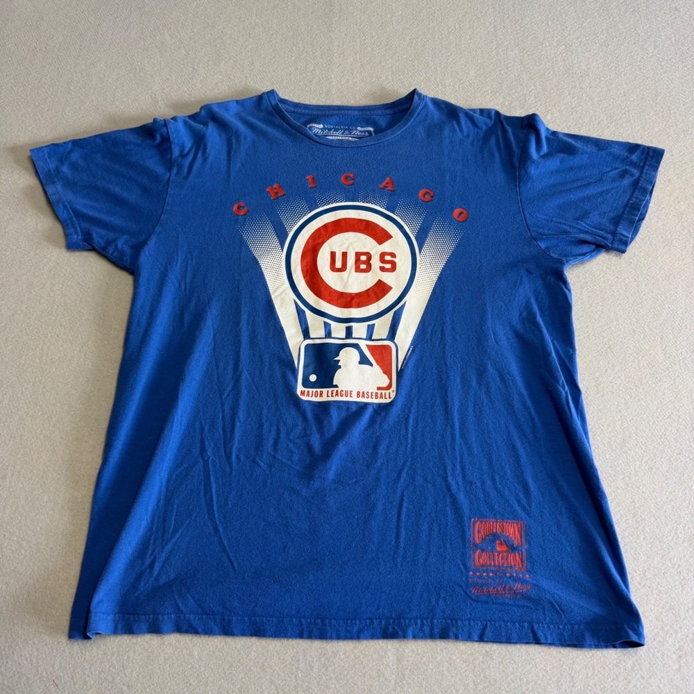 Mitchell & Ness Chicago Cubs Cooperstown Collection Blue T-Shirt Mens Large L